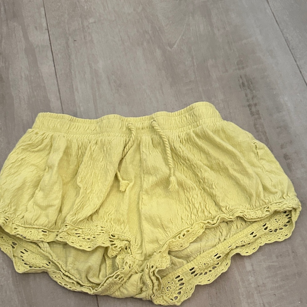 Zara Yellow Lace Trim Kids Shorts